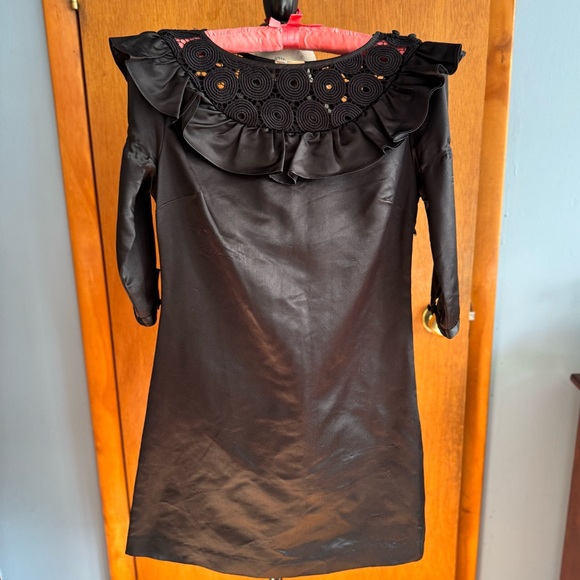 Loeffler Randall 100% silk black dresss lace collar decoration size 4 - Picture 4 of 13